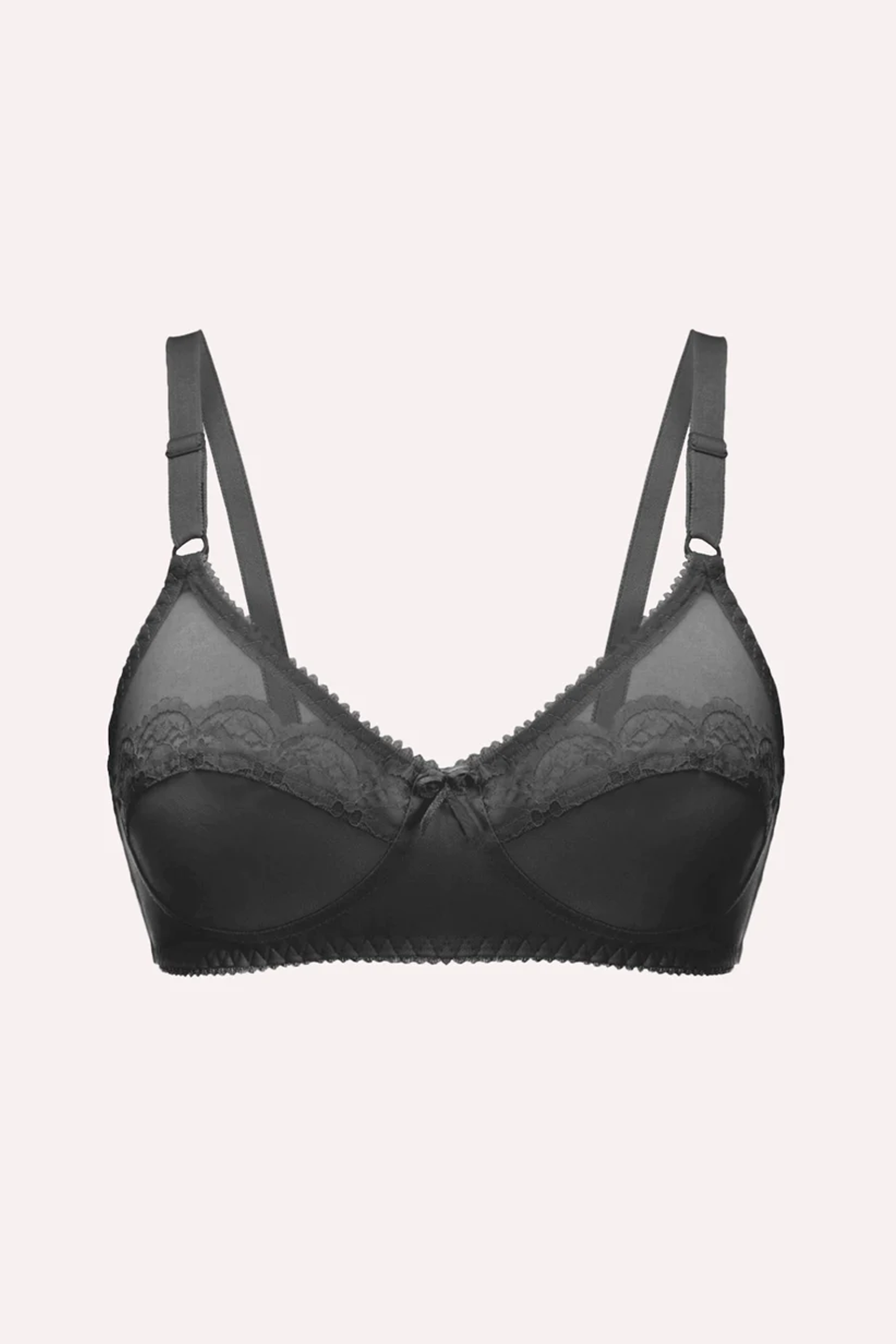 Non-Padded Cross Bra With Lace & Net Cup 